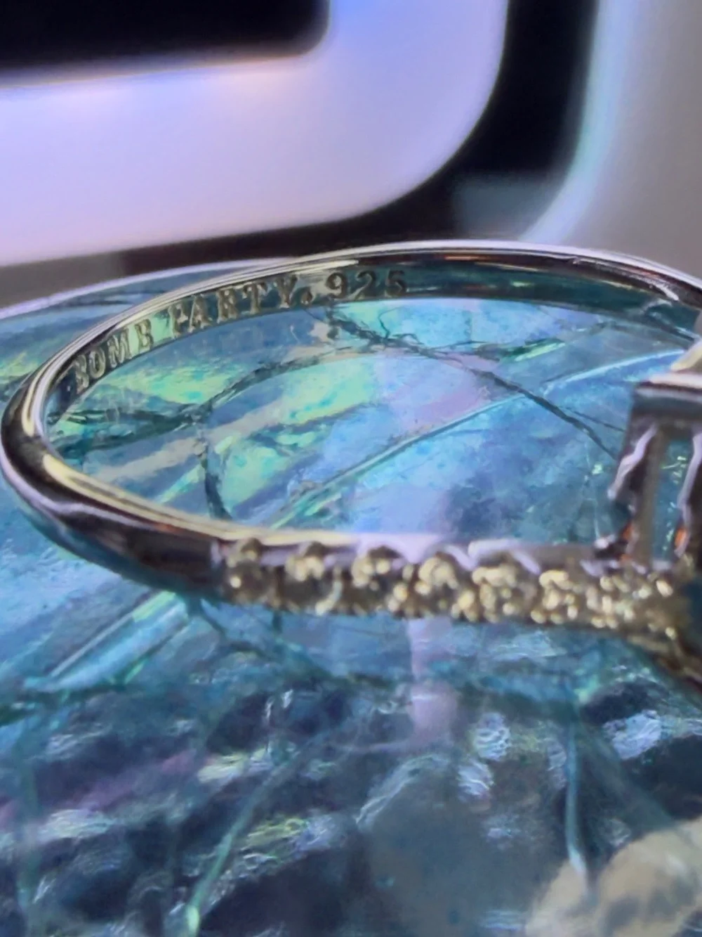 Oval CZ Stone Silver 925 stamp Halo Ring